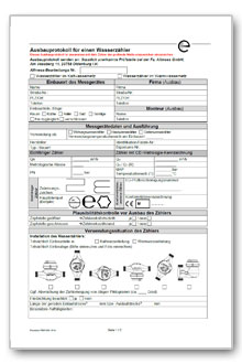 Ausbauprotokoll Wasserzähler