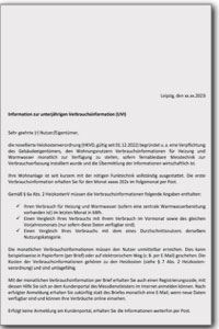 Musterbrief zur Einführung der unterjährigen Verbrauchsinformation